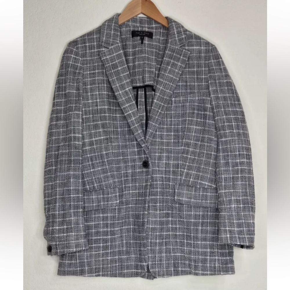 Rag & Bone Ames Deconstructed Check Gray Blazer S… - image 1